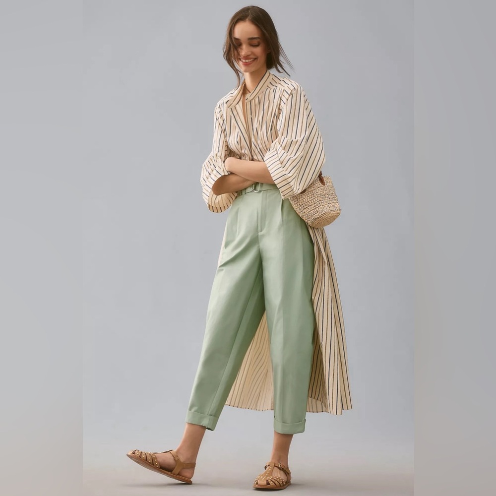 NWT Anthropologie Maeve Belted Tapered Pants, Size 2